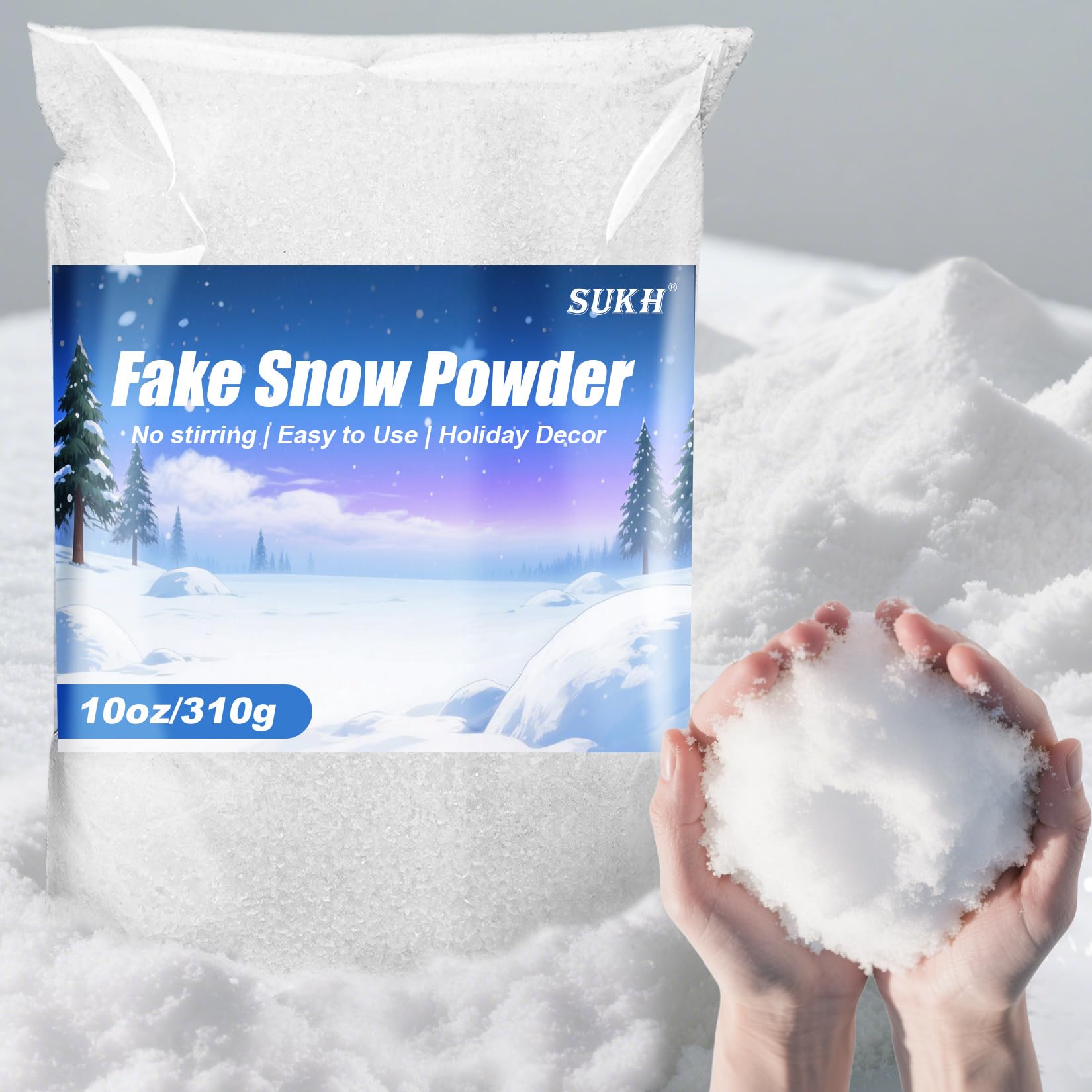 Photo 1 of ***15% LEFT/ BAG IS BUSTED CAUTION OPENEING ****Sukh Christmas Fake Snow - 11oz Instant Snow Powder Artificial Snow for Crafts Great for Creating A Winter Wonderland Vibe in Holiday Christmas Home Decor Makes 1 Gallon