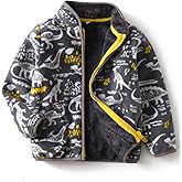 YUHANWOO Kids Printed Polar Fleece Jacket Toddler Baby Boys Girls Autumn Winter Warm Sherpa Lining Outerwear Soft Lightweight