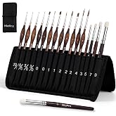 Nicpro 16 PCS Kolinsky Sable Miniature Paint Brushes Dry Brush | Professional Model Paint Brush Set with Cloth Roll, Fine Detail Brush Set for Miniatures, Acrylic &amp; Figures, Model,Watercolor