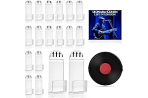 XANGNIER Vinyl Record Wall Mount Display Shelf No Drill,18 Pcs Self Adhesive Clear Acrylic Vinyl Record Album Wall Storage Hangers Holder for Bedroom Living Room Home Office Decoration-Single LP
