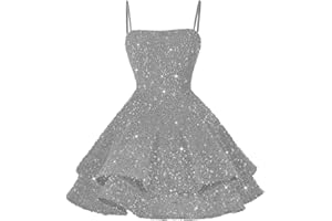 YOFF Sequin Short Homecoming Dresses for Teens 2025 Sparkly Spaghetti Straps Sweet 16 Prom Cocktail Dress YO070