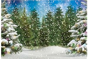 Funnytree 7x5FT Winter Forest Landscape Photography Backdrop Snowy Christmas Pine Tree Background Natural Scene Xmas Party Wall Decoration Supplies Photo Booth
