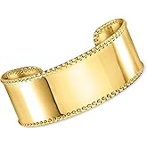 Ross-Simons 14kt Yellow Gold-Plated Beaded-Edge Cuff Bracelet. 7 inches