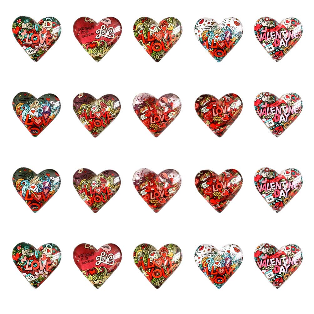 Holibanna 20pcs Valentine Day Heart Decorations Glass Love Hearts Patches for Jewelry Making