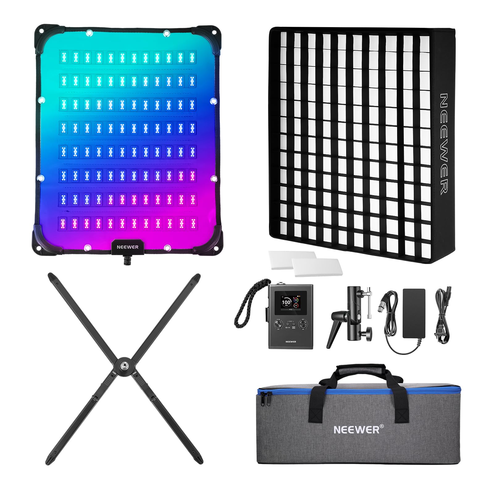Photo 1 of *UNTESTED*
NEEWER 115W Flexible LED Video Light, Studio RGB Panel Light Mat Kit with Softbox APP/2.4G/DMX Control 2500K-10000K 14700lx/0.5m CRI96+, Key Lighting for Photography Streaming Video Recording, FL100C