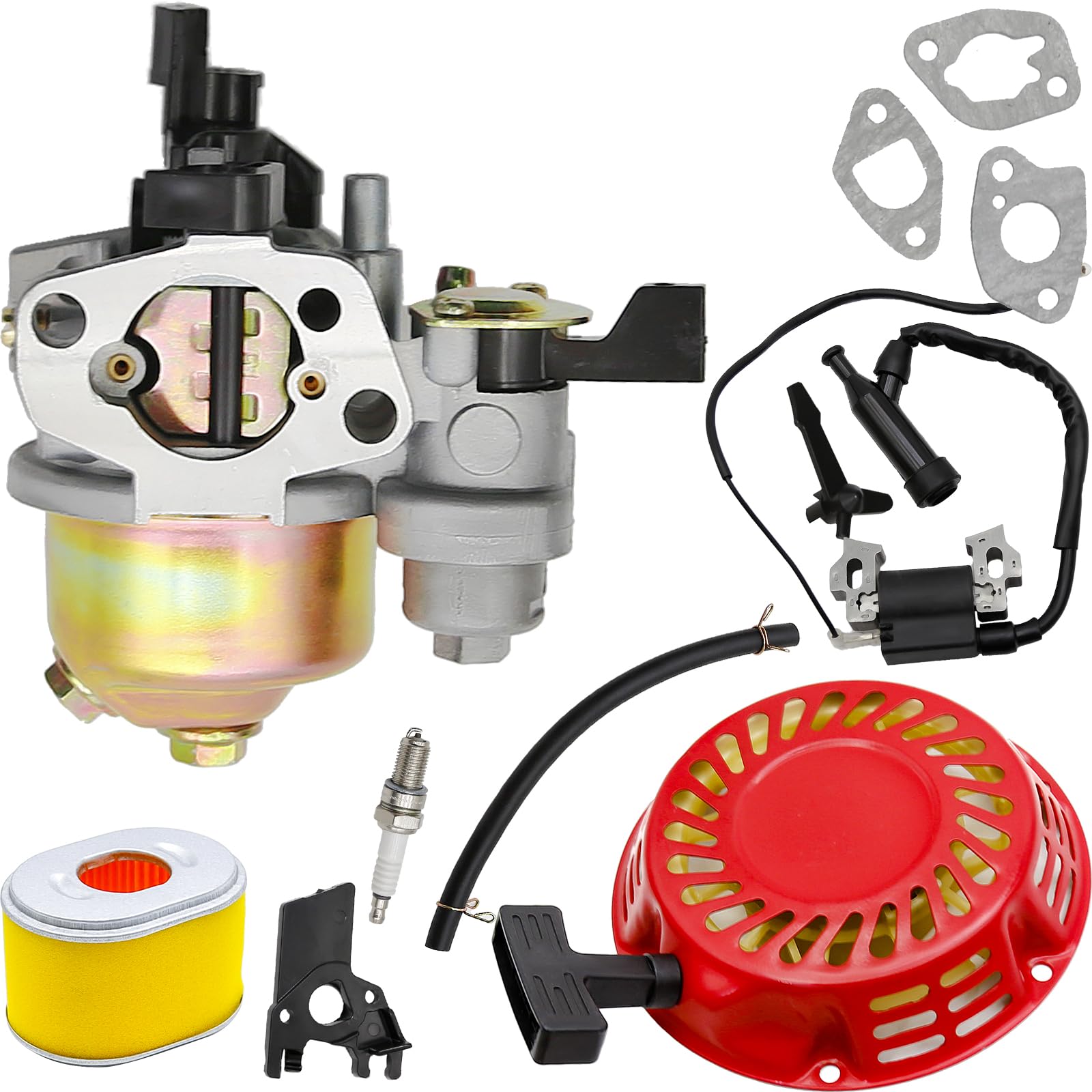 Hoypeyfiy GX160 Carburetor Kit Replacement for GX120 GX140 GX168 GX200 5HP 5.5HP 6.5HP Engine with Air Filter Spark Plug 16100-ZH8-W61 16100-ZH8-W51 16100-ZE1-825