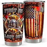 SANDJEST Firefighter Tumbler 20oz Stainless Steel Insulated Travel Mug Cup for Men Firefighters Gifts for Birthday Christmas Fathers Day