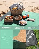 COVACURE Beach Blanket Mat 210x200cm Sandproof Waterproof with 3 Zipper Pockets view 2
