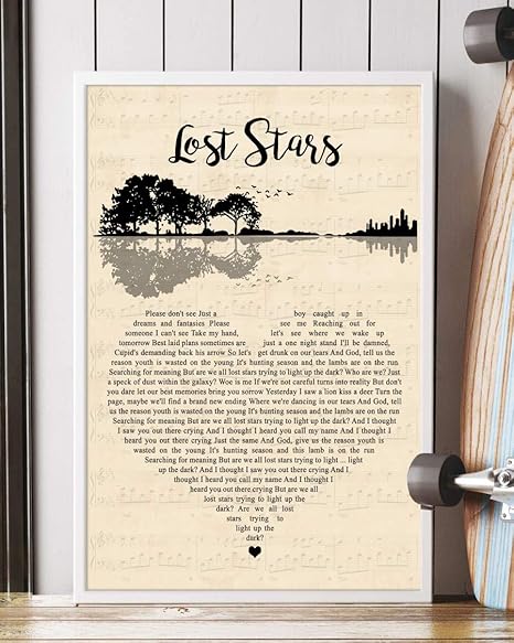 Amazon Com Trendora Decor Lost Stars Song Lyrics Guitar Heart Portrait Poster Print 16 X 24 Posters Prints
