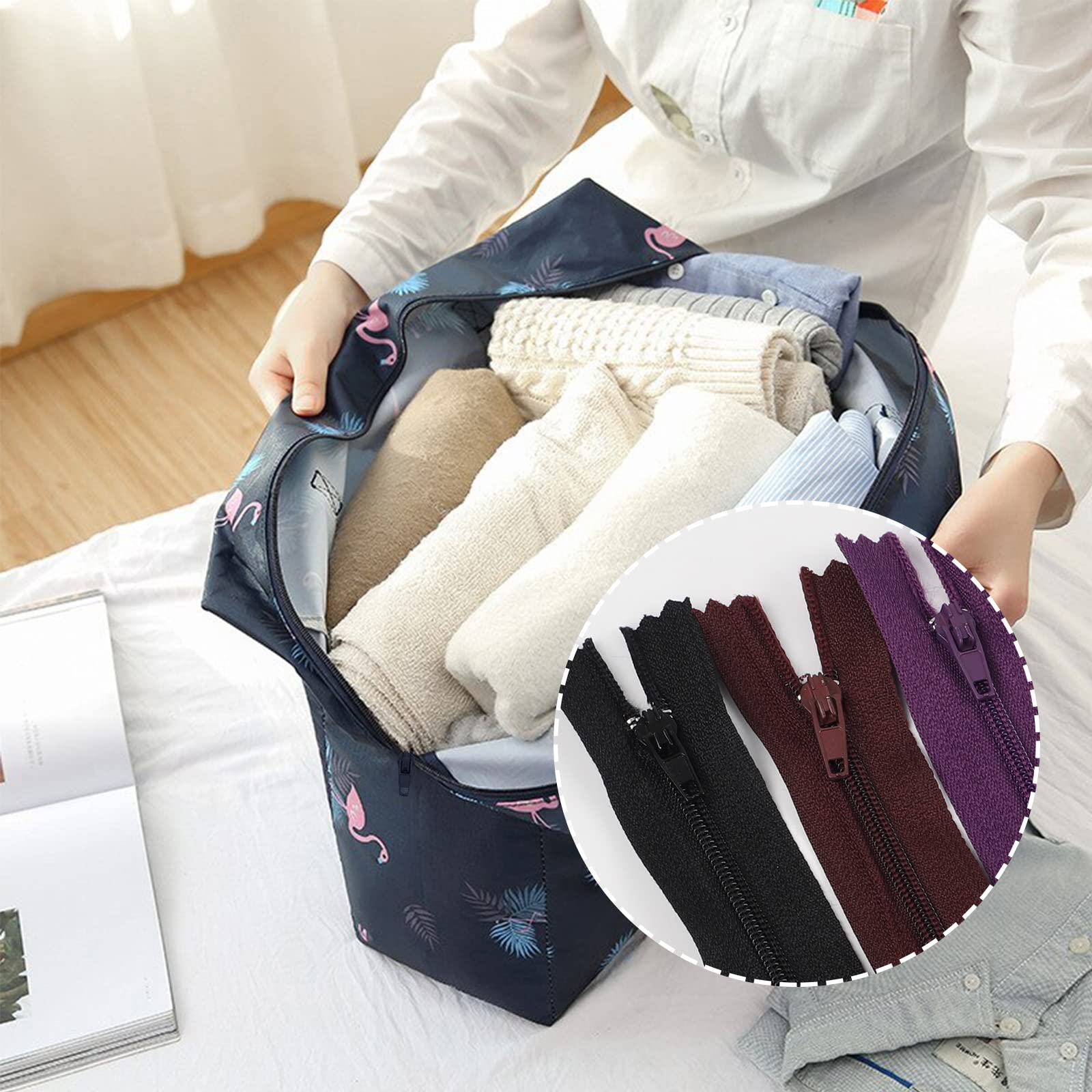 Outuxed Zippers - 120pcs Mixed Nylon Coil Zippers, 7.8