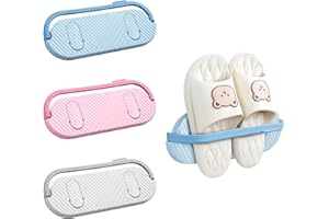 Wall Mounted Shoe Rack, 3 Pack Hanging Plastic Shoe Rack, Foldable Shoe Holder for Shoes Storage, Cute Shelf Adhesive Shoe Ho