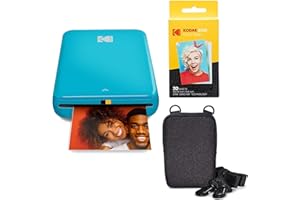 Kodak Step Instant Photo Printer with Bluetooth/NFC, Zink Technology & Kodak App for iOS & Android (Blue) Go Bundle