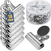 MorningRo 18 Pcs 18 Pcs Magnetic Clips 2.2 Inch Metal Heavy Duty Refrigerator Magnet Clips with Box for Whiteboard Fridge Photo Displays Office School Classroom(Silver)