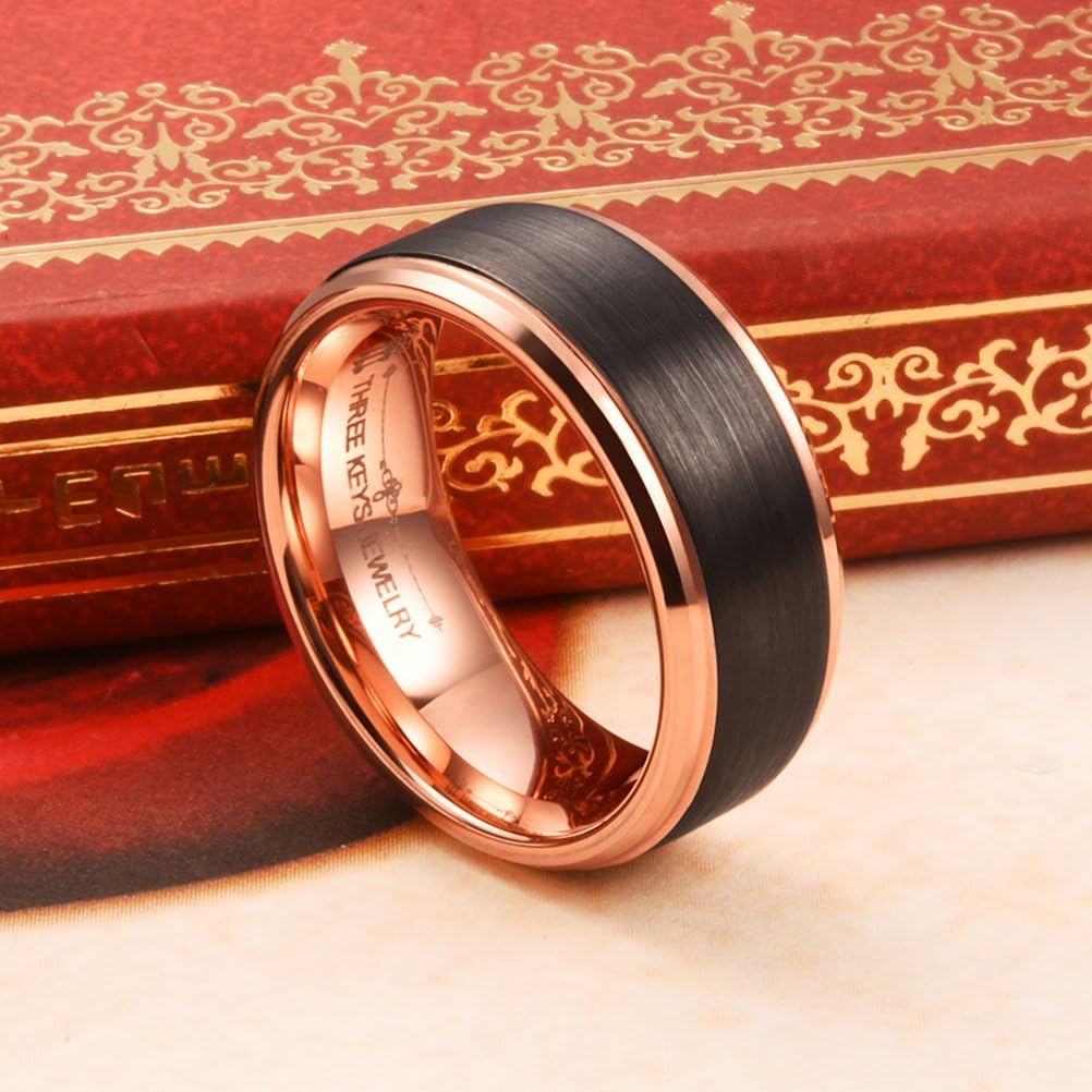 THREE KEYS JEWELRY 4mm 8mm Tungsten Wedding Rings Brushed Polished