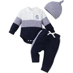 NZRVAWS Baby Boy Clothes Newborn Infant Outfits Fall Winter Toddler Romper Pants Set Clothing 0 3 6 9 12 18 Months