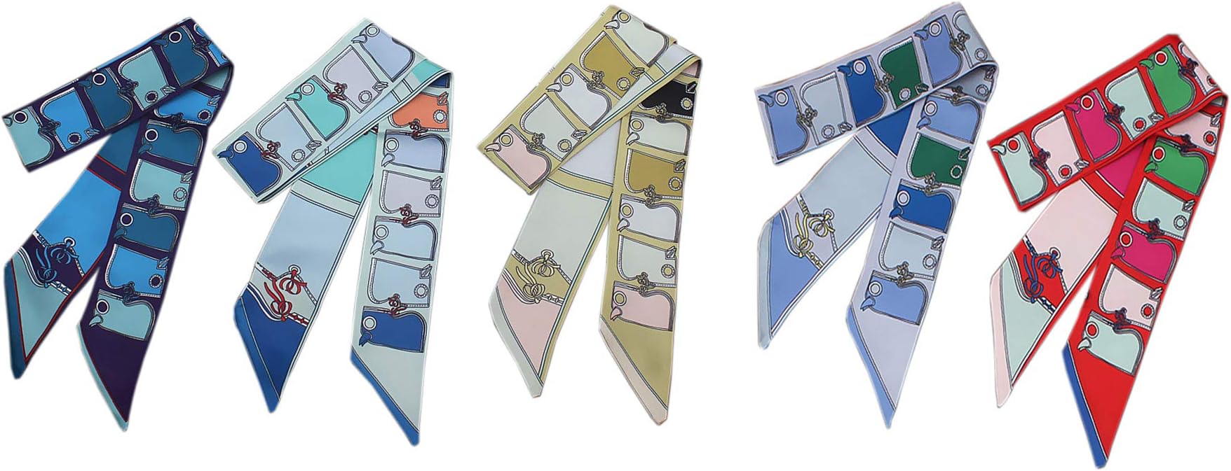 Uainhrt 5pcs Creative Multiple Chains Pattern Bag Handbag Handle Ribbon Scarf Hair Head Band Neck Scarf Neckerchief Scarf Head Wrap Fashion Gifts