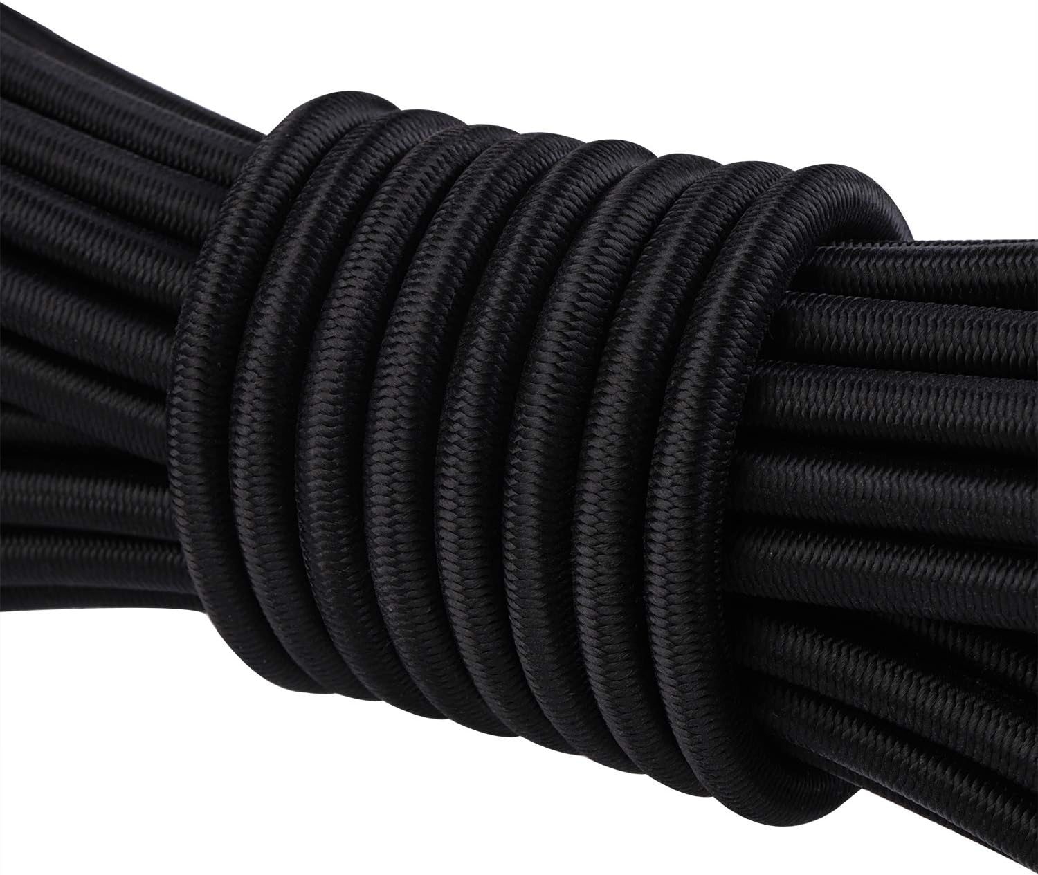Aodaer Bungee Shock Cords Elastic Band Nylon Cords Heavy Stretchy String Rope for Marine Kayak, Tie Down, Trailer Strap or DIY Applications (1/4 inch x 32 feet, black) - - 