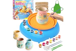 Weilim Pottery Wheel for Kids Complete DIY Pottery Painting Kit for Ages 8-12 Beginners with 4 Air-Dry Clay Packs and Tools, Arts Supplies Toys Birthday Gift for Boys Girls 6+ Years Old (Blue)