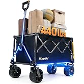 BougeRV Electric Utility Wagon with 133Wh Battery, Up to 440 lbs Load | Capable of Climbing Slopes Up to 15&deg;, 264 Quarts Storage Room, Carbon Steel Frame, Electric Wagon Cart for Camping, Gardening