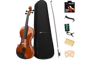 Idffdvw Violin For Kids & Adults - 4/4 MV300 Satin Antique, Student or Beginners Kit w/Case, Bow, Extra Strings, Tuner, Lesson Book - Stringed Musical Instruments