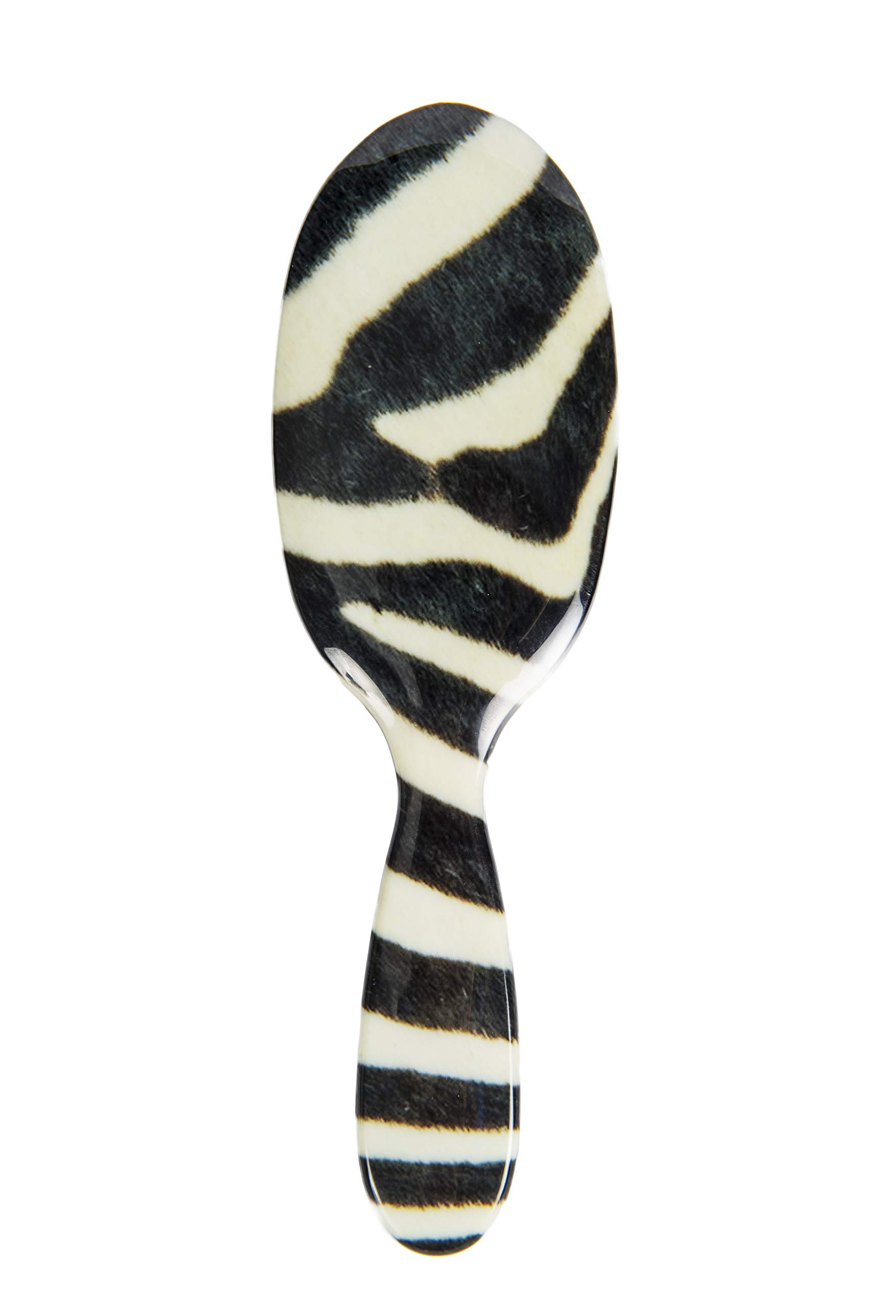 Rock & Ruddle Natural Pure Boar Bristle Hair Brush for Women & Kids (Small/Travel Size, 17.5cm) - Perfect for Wet & Dry Hair, Detangling Smoothing Blowdrying - Designed & Made in UK - Zebra Fur