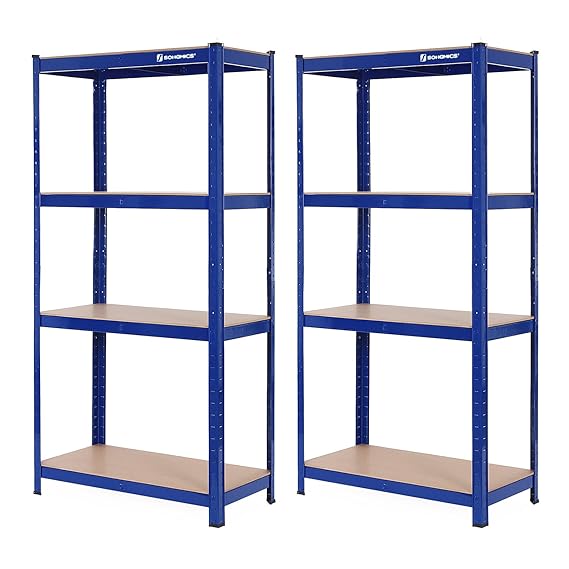 SONGMICS 2 x Lagerregal 160 x 80 x 40 cm Schwerlastregal max. mit 520 kg belastbar Kellerregal mit pulverbeschichteter Oberfl