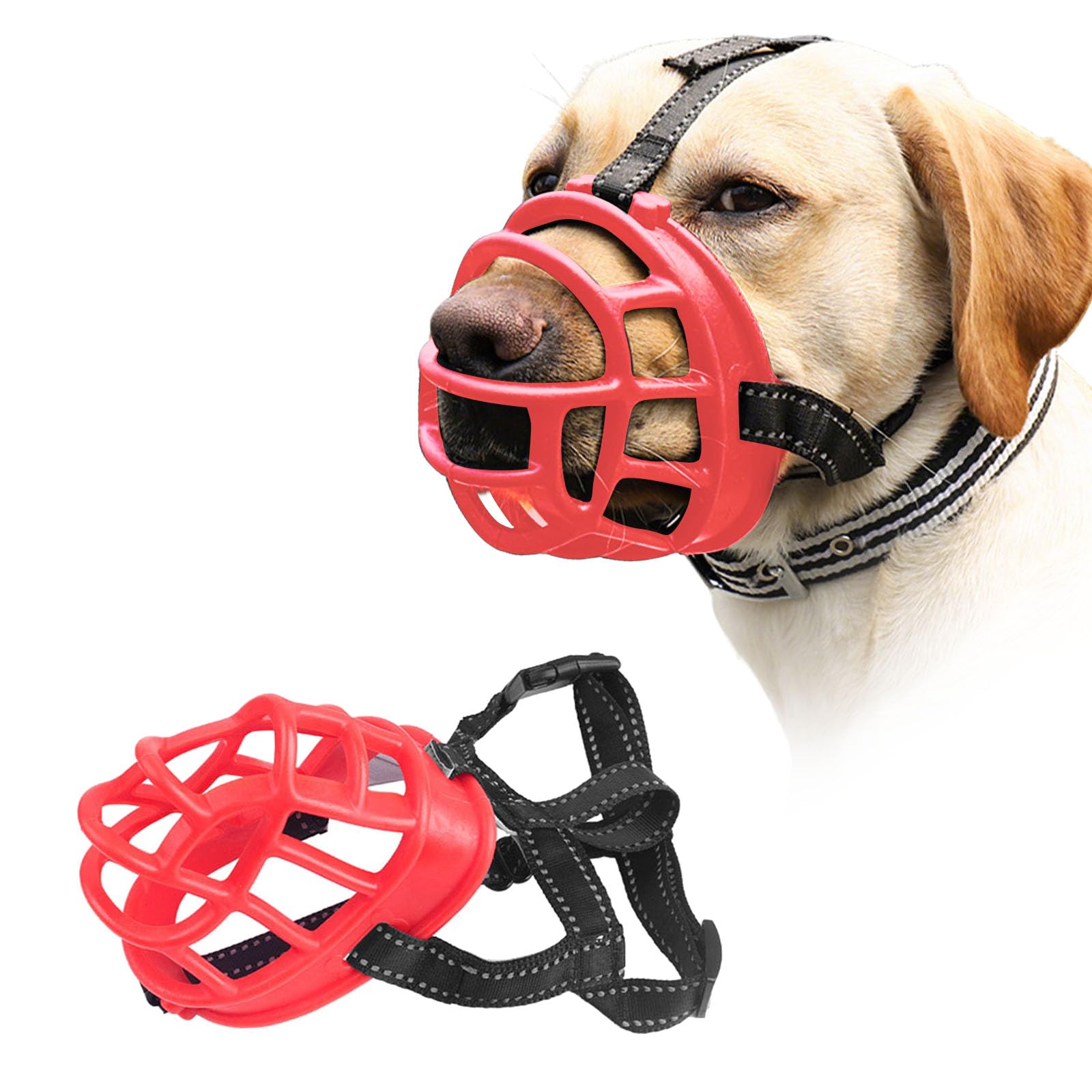 PETCUTE Dog Muzzle basket muzzle For Dog Anti Eating Prevent Barking Biting Allow Drinking Soft Plastic for Small Medium Large Adjustable Straps Breathable