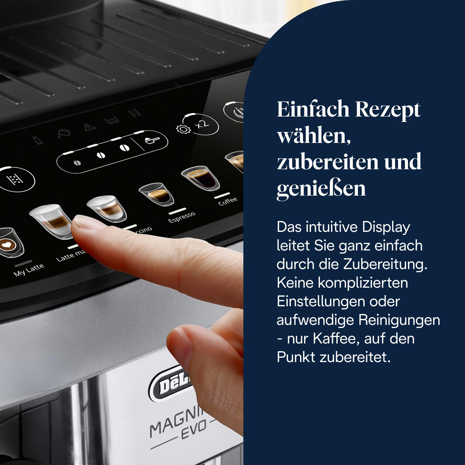 De’Longhi Magnifica Evo - Kaffeevollautomat mit Vollautomatischem cremigen Milchschaum, 7 One-Touch-Getränke, Cappuccino & Espresso, Kaffeemaschine, Soft-Touch-Bedienfeld, Silber (ECAM292.81.SB) 5