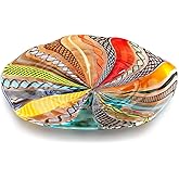 Ca D Oro Centerpiece Large Bowl Boho with Colored Canes Hand Blown Murano-Style Art Glass for Decor and Centerpieces - Center