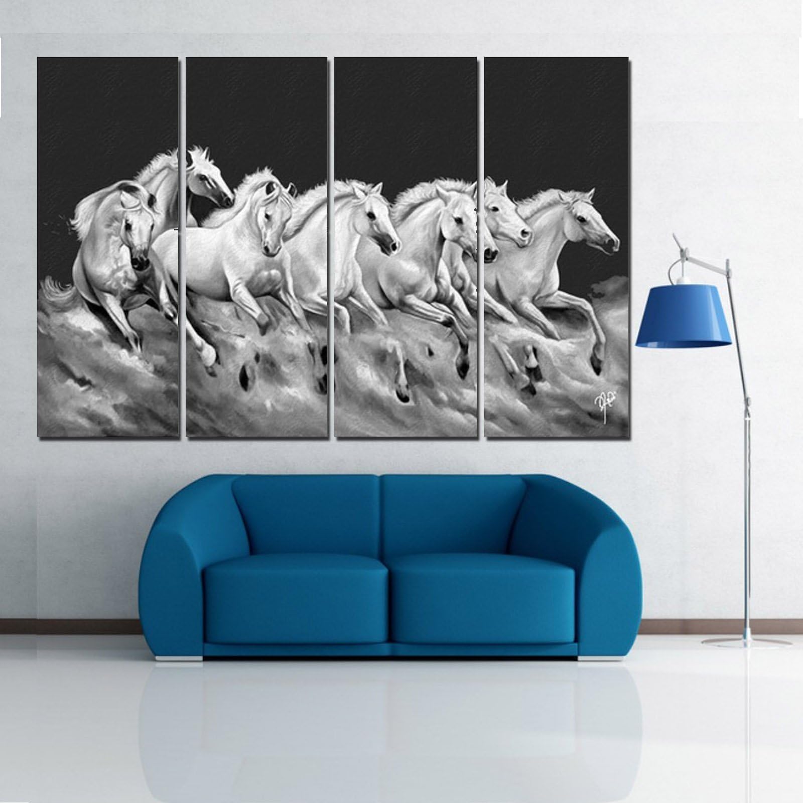 Ray Decor's White Seven Horse P 24x36 inch