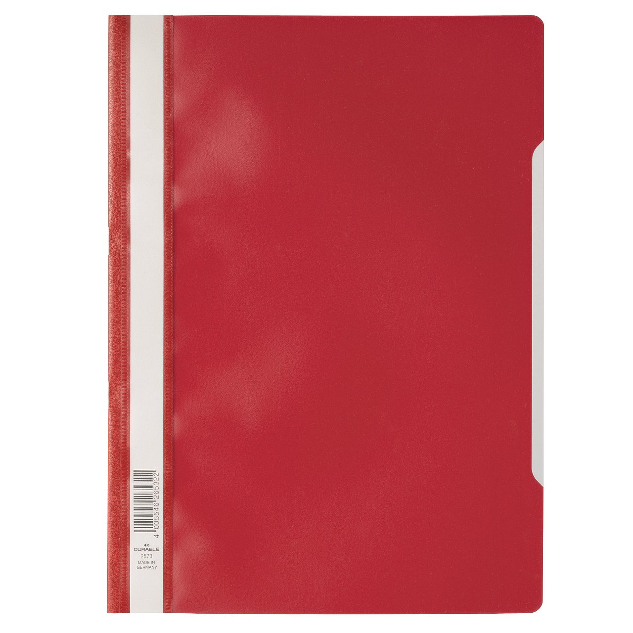 Durable Clear View A4 Document Folder Red | Transparent Front Cover | Pack of 50 Folders | Ideal for Holding A4 Punched Documents