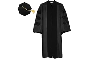 MyGradDay Unisex Deluxe Doctoral Graduation Gown and 8 Side Tam Academic Faculty Regalia Doctoral Robe