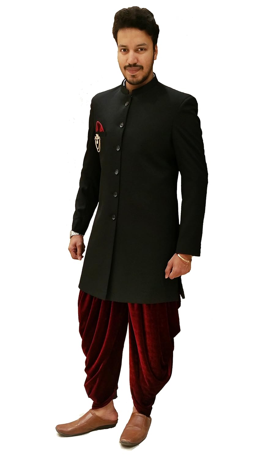 katzano men's indo-western sherwani k0003, black