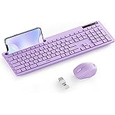 Wireless Keyboard and Mouse for MacBook, seenda Full-Size Wireless Keyboard with Phone Holder, 2.4G USB A & Type C Receiver, Compatible for Mac, MacBook/Air/Pro Windows Computer/Desktop/Laptop, Purple