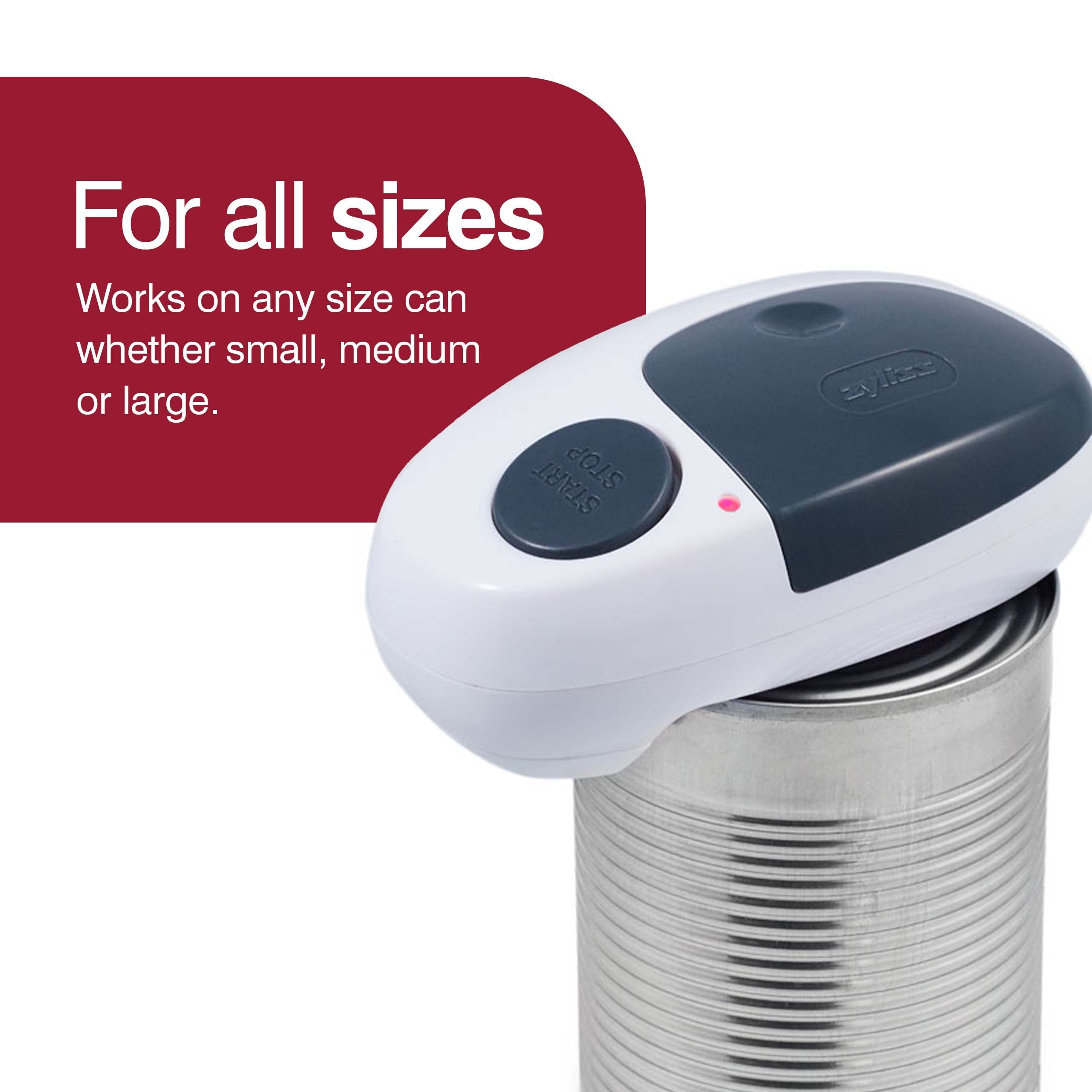 Zyliss EasiCan Electric Can Opener – One-Touch Automatic Tin Opener with Magnet for Safe Lid Removal – Compact, Hands-Free Design for All Can Sizes – Battery Operated, Easy to Use and Store