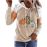 It's Fall Y'all Leopard Plaid Pumpkin Kangaroo Pocket Hoodie Women Funny Thanksgiving Long Sleeve Pumpkin Fall Tops
