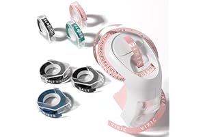 Vixic Embossing Label Maker Machine with 6 Tapes, Omega S 3D Portable Embossed Label Printer Writer, Handheld Embosser Label Machine for Office Home Organization and DIY -Pink