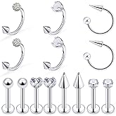 Yaalozei 16G Snake Bite Piercing Jewelry Dragon Claw Stainless Steel Horseshoe Hoop Lip Rings Studs Externally Threaded Labret Monroe Medusa Piercing Jewelry for Women Men