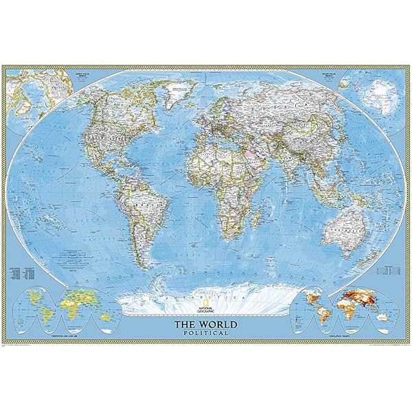 金時　National Geographic サイドウォール4枚 National Geographic World Wall Map - Classic - Laminated (43.5 x