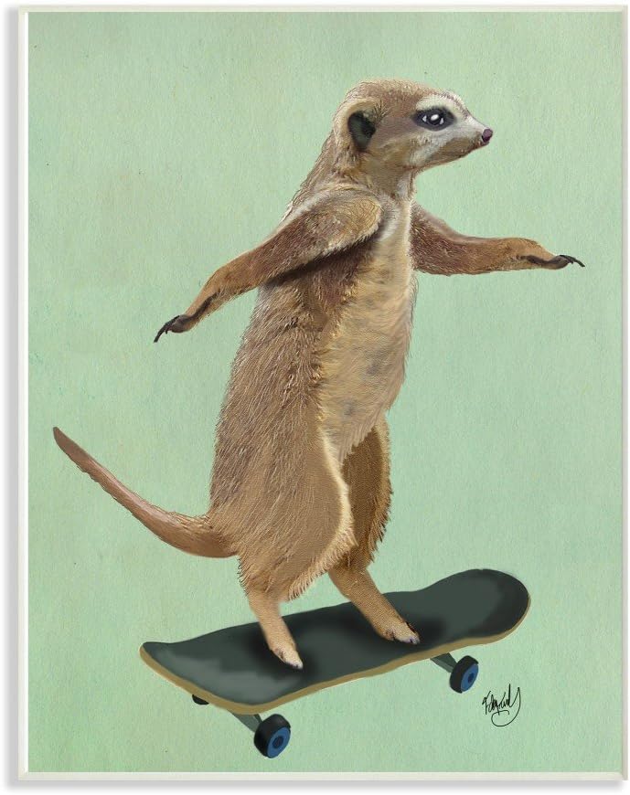 魅了 Stupell Industries Meerkat On スケートボード イラスト 壁飾り 10 X 15 マルチカラー 受賞店舗 Theblindtigerslidell Com