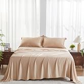 GOKOTTA 430TC King Sheets, 100% Rayon Made from Bamboo | Corner Straps Reduce Shifting, Silky Soft & Breathable, 4-Piece Set,