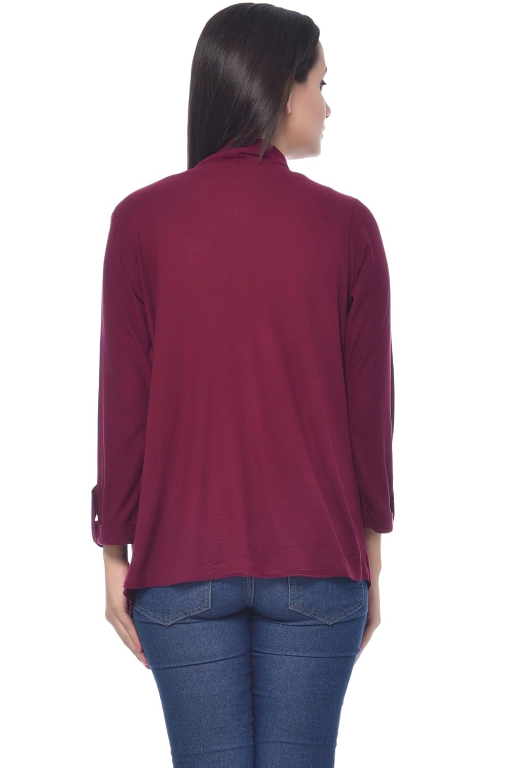 frenchtrendz women's viscose crepe shrug(0_dark maroon_0)