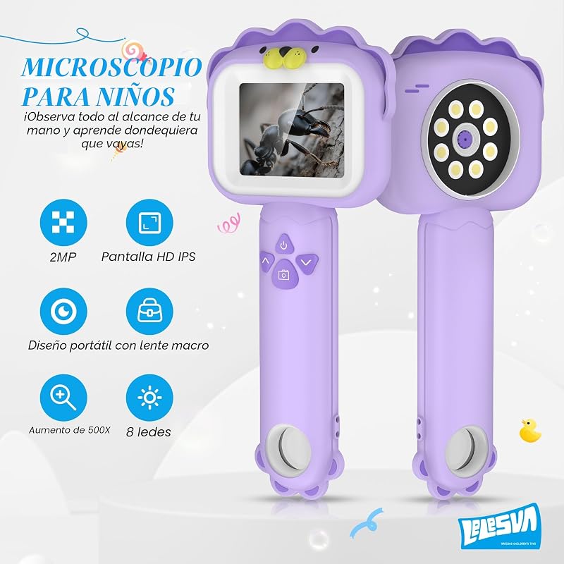 Microscópios para Crianças, Brinquedos Educativos para o Natal, Presentes de Aniversário, Brinquedos para Rapazes e Raparigas de 3, 4, 5, 6, 7, 8, 9, 10 anos (leão)