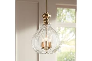 Possini Euro Design Houten Soft Gold Metal Mini Cluster Pendant Chandelier 11 1/2" Wide Modern Clear Glass Shade 3-Light Fixture for Dining Room House Foyer Entryway Kitchen Bedroom Living Room