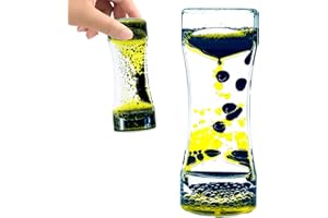 OCTTN Liquid Motion Bubbler Timer Sensory Toys for Calm Relaxing, Black Yellow 1 Pack Drip Water Oil Motion Liquid Timer for Fidget Toy, Autism Toys, Children Activity, Office Desk Decoration