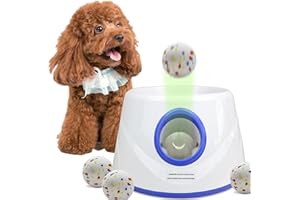 XIMUSON Automatic Dog Ball Launcher, Upgraded Dog Ball Throw Launcher, Adjustable Distance 20-45FT, for Small/Medium Dogs, with 3 2.3-inch ETPU Balls, Indoor and Outdoor Interactive Toys