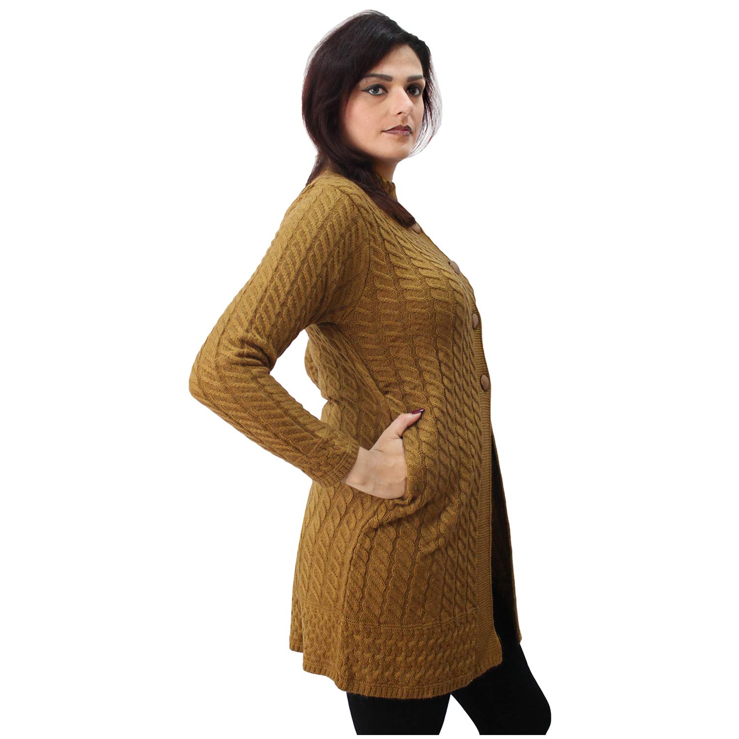 hautemoda women's woollen buttoned long cardigan with pockets (ad04wp2601_purple)