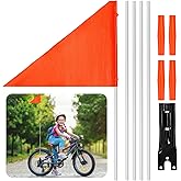 Bike Safety Flag with Pole - 5.5 Ft 8.3x11 Inch Adjustable Waterproof Orange Bike Flag with Bicycle Mounting Bracket, Durable Fiberglass Pole, Suitable for Bicycles, Trailers, Wheelchairs