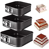 GBACHOOSE 3PCS Square Springform Pan with Removable Bottom 8 inch/9 inch/10 inch Springform Cake Pan Non-stick Square Bakeware for Cake, Cheesecakes, Pizza, and Quiches