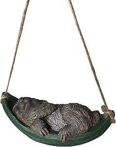 Sloth Swinging on Leaf Outdoor Statue